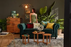 QUARTIER Sofa 3-Sitzer LONDON Stoffbezug dunkelgrün