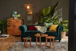 QUARTIER Sofa 3-Sitzer LONDON Stoffbezug dunkelgrün