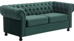 QUARTIER Sofa 3-Sitzer LONDON Stoffbezug dunkelgrün