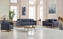 QUARTIER Sofa 2-Sitzer LUANDA grau-blau