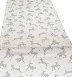 SPRÜGEL Tischband GLAMOUR CIERVO SILVER 40s180 cm Beige,Silberfarbig