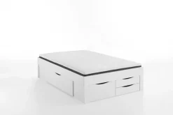 Kinder Stauraumbett mit Bettschubkasten 140 x 200 cm weiß