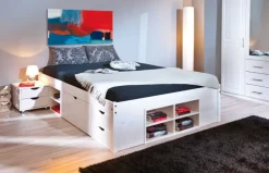 Stauraum-/Funktionsbett LAURO 140 x 190 cm weiß