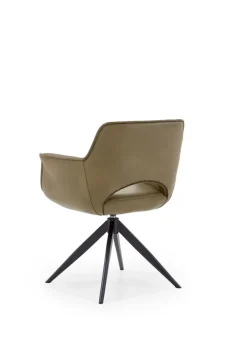 Stuhl CHESTER mit Armlehnen Leder moosgrün/schwarz