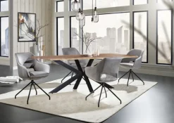 QUARTIER Stuhl MIKE hellgrau/schwarz ZickZackNaht