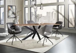 QUARTIER Stuhl MIKE hellgrau/schwarz ZickZackNaht