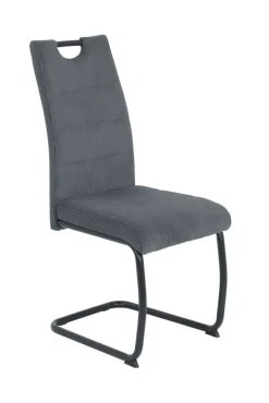 QUARTIER Stuhl NEREA Webstoff Cord anthrazit/Schwinggestell schwarz