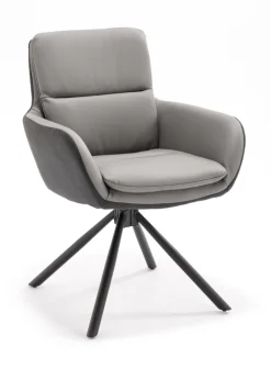QUARTIER Stuhl NOVALEE Stoffmix Mikrofaser anthrazit/Leder grau