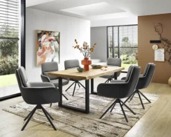 QUARTIER Stuhl NOVALEE Stoffmix Mikrofaser anthrazit/Leder grau