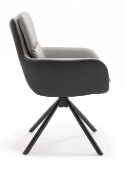 QUARTIER Stuhl NOVALEE Stoffmix Mikrofaser anthrazit/Leder grau
