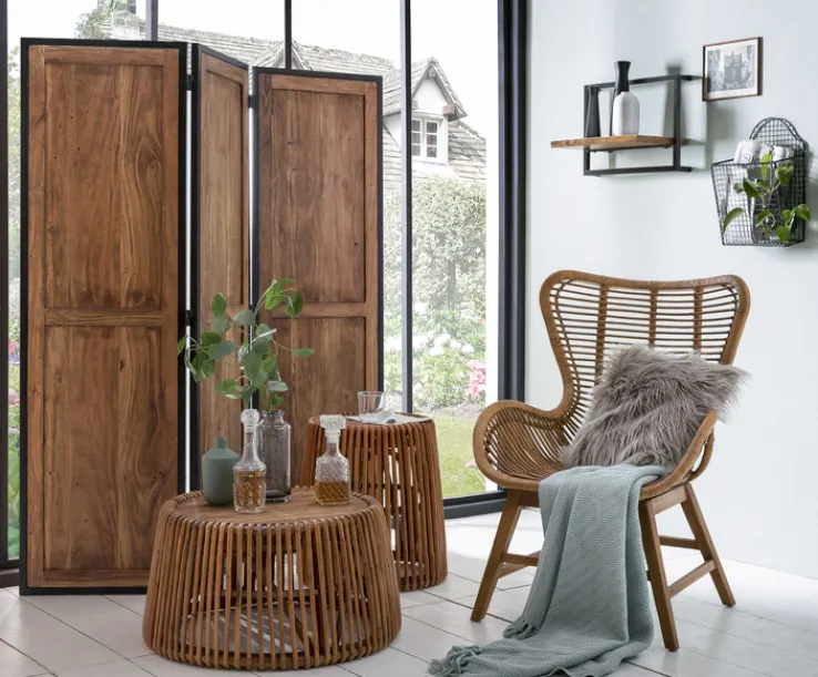 TOM TAILOR Beistelltisch 50 x 50 cm Rattan/reyceltes Teakholz natur