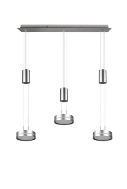 TRIO LED Balkenpendel FRANKLIN 3-flg nickelfarbig