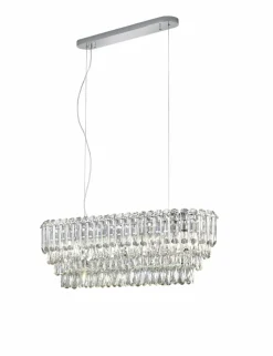 TRIO Retrofit Balkenpendel TRS MALIZIA Kristallglasbehang klar/chromfarbig