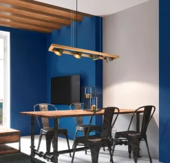 TRIO Retrofit Balkenpendel BELL Holz /nickelfarbig antik