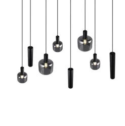 TRIO Retrofit Balkenpendel MATARO 8-flg schwarz /smoke