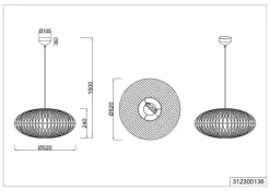 TRIO Retrofit Pendelleuchte HEDDA 52 cm Sisal