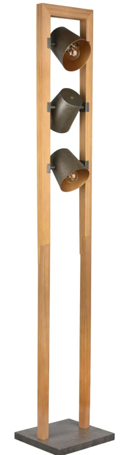 TRIO Retrofit Stehlampe BELL Holz /nickelfarbig antik