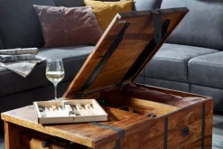 Truhentisch 100 x 40 cm Sheesham braun schwarz