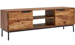 TV-Lowboard 147 x 51 cm Schwarz/ Sheesham massiv