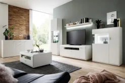 TV-Lowboard AMORA 150 cm Holznachbildung weiß