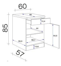 QUARTIER Unterschrank Avila Magnolia matt/Lancelot Oak ca. 60cm
