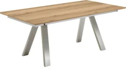 VENJAKOB Esstisch Eiche 160 x 90 x 75 cm geölt Braun/Silberfarbig