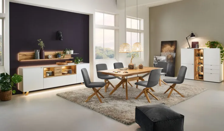 VENJAKOB Highboard ANDIAMO HOME 160 x 139 cm Eiche rustico/ Kristallweiß