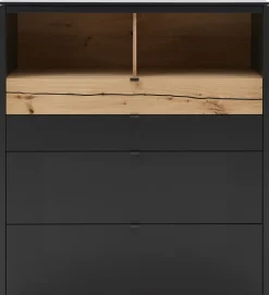 VENJAKOB Highboard GAME 127 x 140 cm Lack anthrazit /Absetzung Balkeneiche
