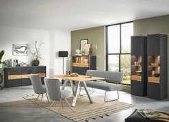 VENJAKOB Highboard GAME 127 x 140 cm Lack anthrazit /Absetzung Balkeneiche