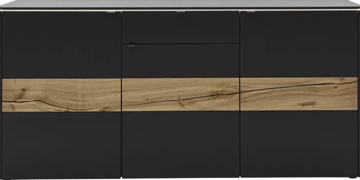 VENJAKOB Sideboard GAME 186 x 89 Lack anthrazit/Absetzung Balkeneiche