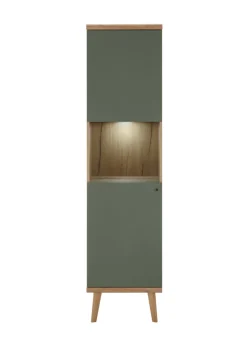 Vitrine ALVA 50 x 197 cm salbeifarbig/braun
