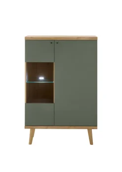 Vitrine ALVA 90 x 134 cm salbeifarbig/braun