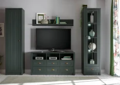 Vitrine ASCOT 50 x 197 cm grün/goldfarbig