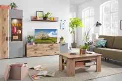 QUARTIER Vitrine BAVENO 91x200 cm Braun/Grau