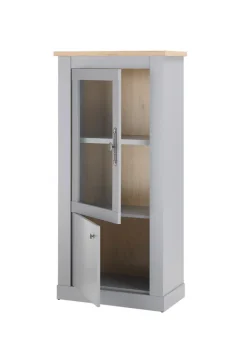 Vitrine CHAMBORD 68 x 142 cm hellgrau/braun