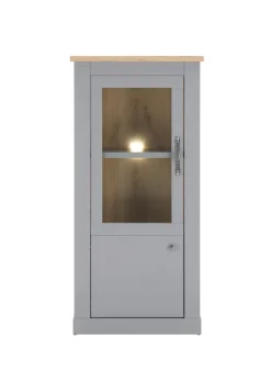 Vitrine CHAMBORD 68 x 142 cm hellgrau/braun