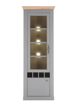 Vitrine CHAMBORD 71 x 201 cm hellgrau/braun