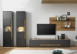 Vitrine CITY 50 x 200 cm Anthrazit/Wotan Eiche Dekor