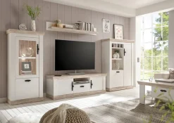 Vitrine FLORENZ 71 x 146 cm weiß/braun