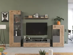 QUARTIER Vitrine FRENO I Oak/ grau