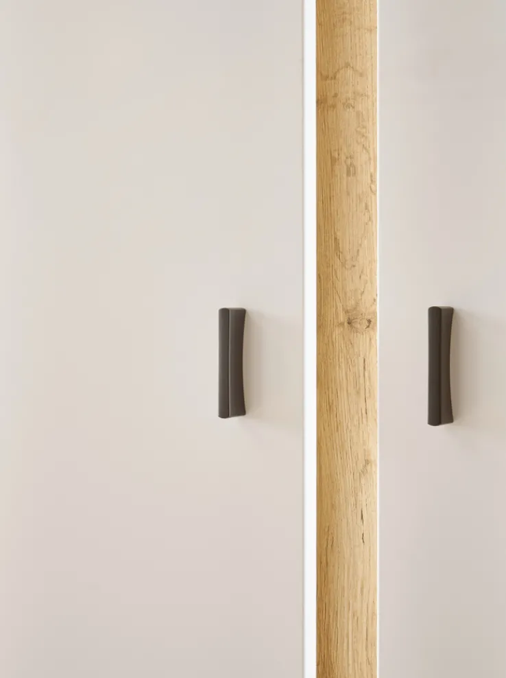 Vitrine LONG ISLAND R 200 cm weiß/ Wotan Eiche