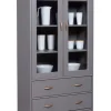 Vitrine NICLAS 90x190x38,4 cm Massivholz grau