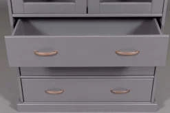 Vitrine NICLAS 90x190x38,4 cm Massivholz grau