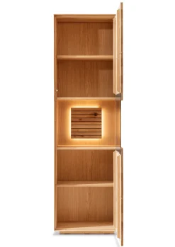 Vitrine RIVA Eiche massiv 200 x 60 x 37 cm geölt Braun