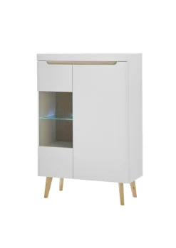 Vitrine SVANTE TORGE 90 x 134 cm Weiß matt/Braun