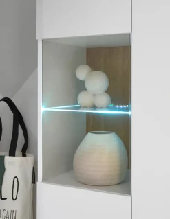 Vitrine SVANTE TORGE 90 x 134 cm Weiß matt/Braun