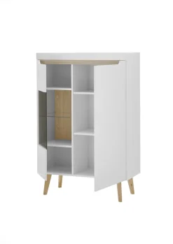 Vitrine SVANTE TORGE 90 x 134 cm Weiß matt/Braun