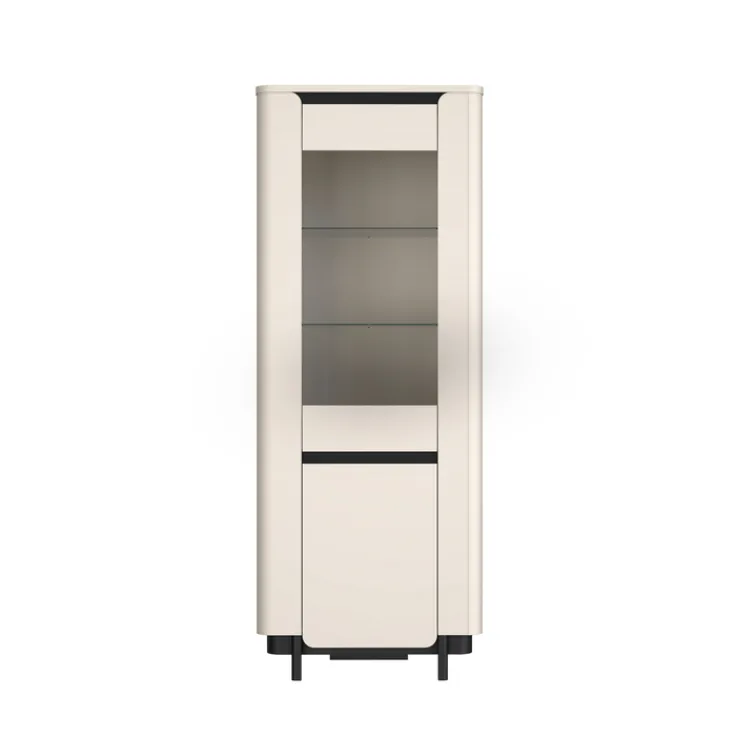 QUARTIER Vitrine VODOL 75,6x196,3 cm Sand/Schwarz