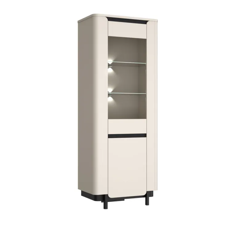 QUARTIER Vitrine VODOL 75,6x196,3 cm Sand/Schwarz