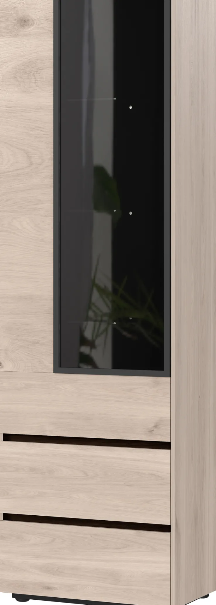 Vitrinenschrank EMMA 84 x 206 cm Castello-Eiche-Dekor beige/schwarz
